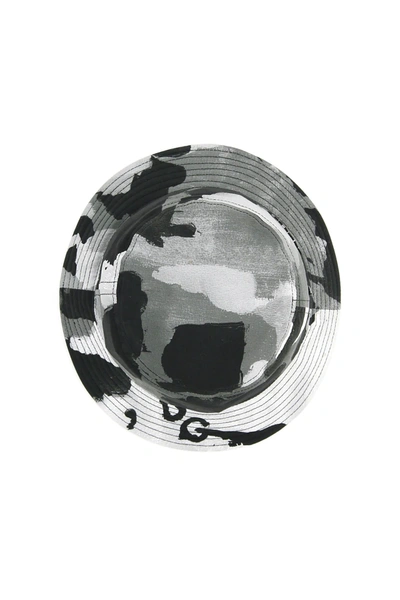 Shop Dolce & Gabbana Camouflage Dg Bucket Hat In Grey,black