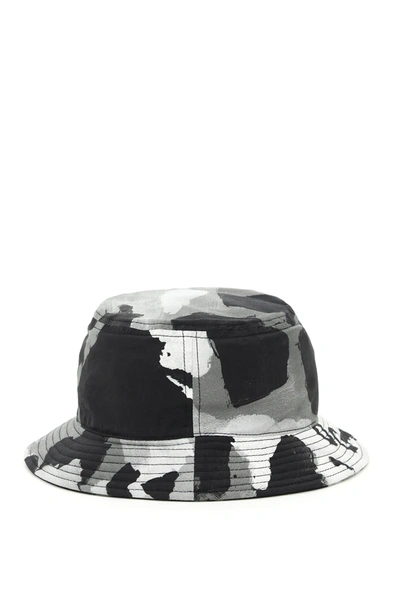 Shop Dolce & Gabbana Camouflage Dg Bucket Hat In Grey,black