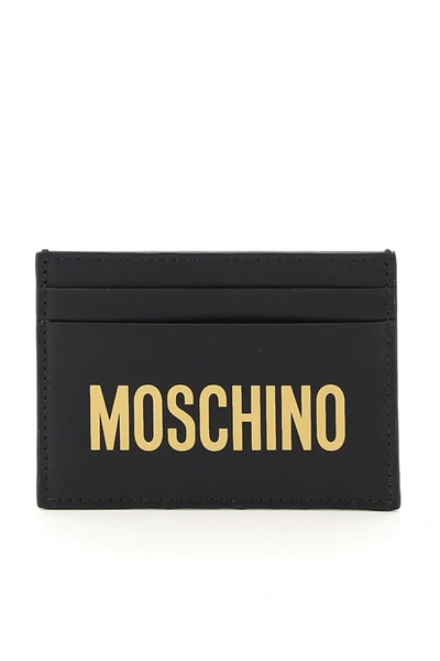 Shop Moschino Logo Cardholder In Black,gold