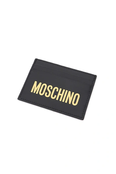 Shop Moschino Logo Cardholder In Black,gold