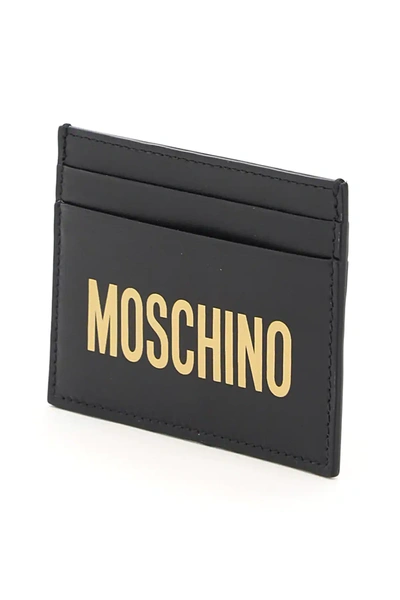 Shop Moschino Logo Cardholder In Black,gold
