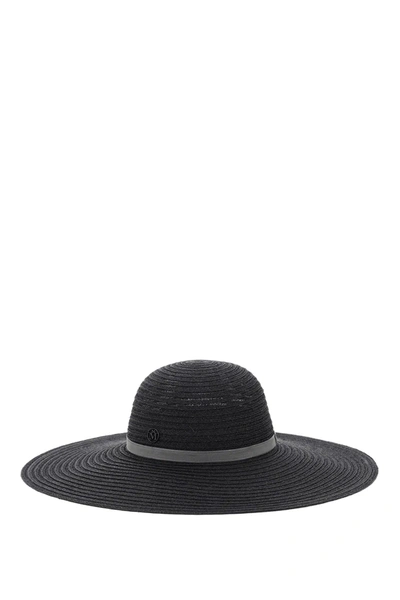 Shop Maison Michel Blanche Woven Hemp Hat In Black,grey