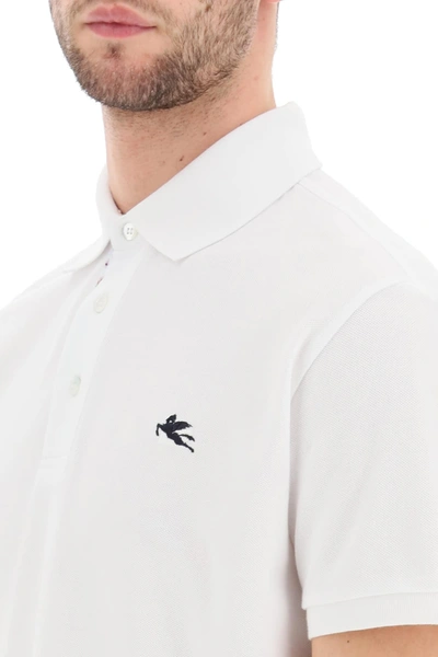 Shop Etro Polo Shirt With Pegaso Embroidery In White,black