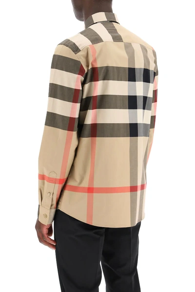 Shop Burberry Maxi Check Shirt In Beige