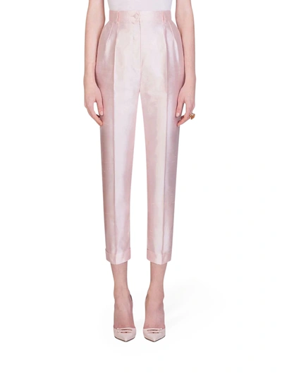 Shop Dolce & Gabbana High-rise Tailored Trousers In Pink & Purple