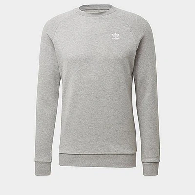 Shop Adidas Originals Adidas Men's Originals Loungewear Trefoil Essentials Crewneck Sweatshirt In Medium Grey Heather