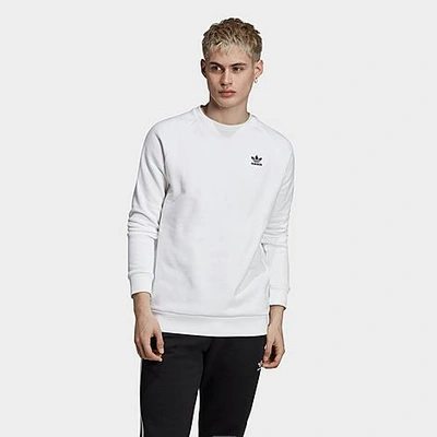 Shop Adidas Originals Adidas Men's Originals Loungewear Trefoil Essentials Crewneck Sweatshirt In White/black