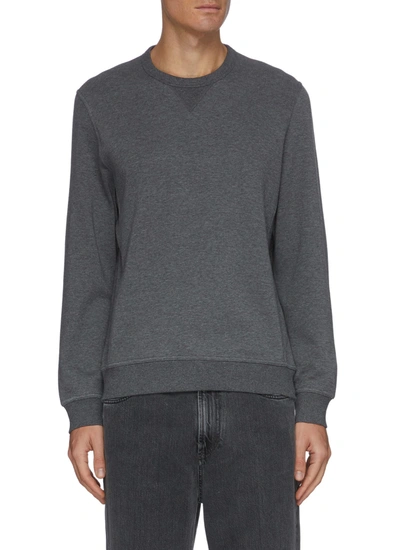 Shop Brunello Cucinelli Crewneck Cotton Nylon Blend Sweatshirt In Grey