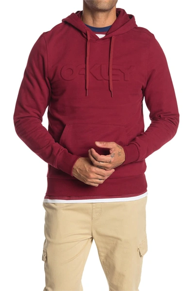 Shop Oakley Embossed Logo Knit Hoodie In Raspberry