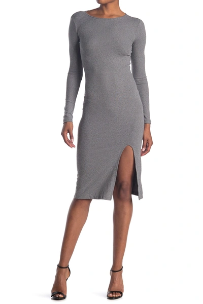 Shop Abound Rib Knit Long Sleeve Dress In Grey Medium Charcoal Heather