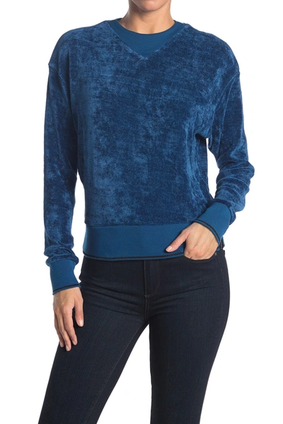 Shop Scotch & Soda Chenille Sweater With Rib Detail In 3227-sapphire Blue