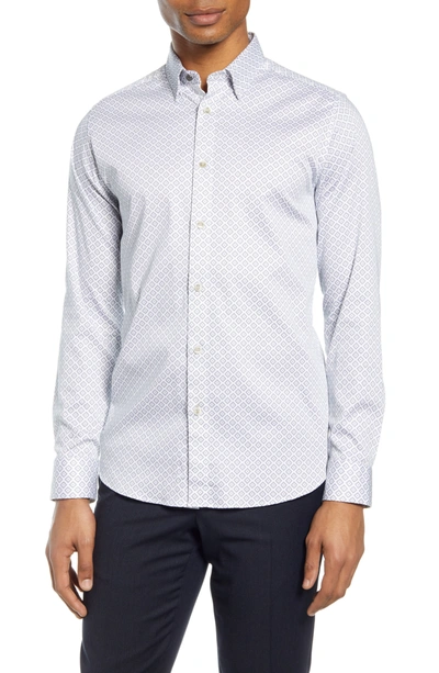 Shop Ted Baker Offme Slim Fit Geo Print Button-up Shirt In White