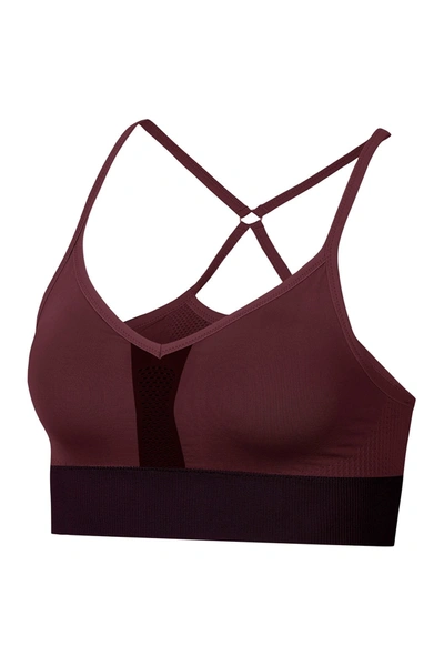 Shop Nike Indy Seamless Light-support Dri-fit Sports Bra In Night Maroon/white