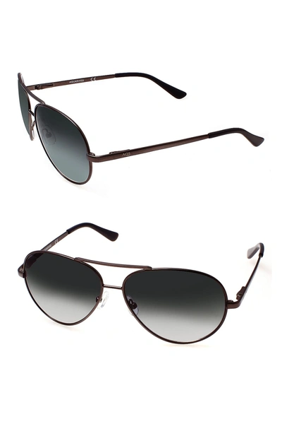 Shop Aqs Aviator Ii Matte Gray Sunglasses In Dark Brown