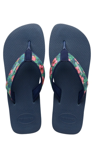 Shop Havaianas Surf Material Flip Flop In Indigo Blue