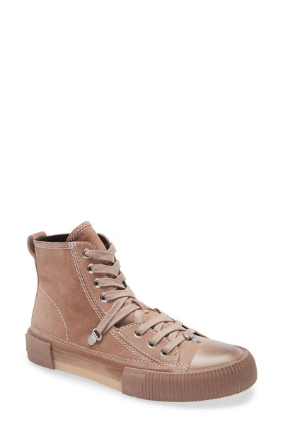 Shop Allsaints Elena High Top Suede Sneaker In Blush Suede