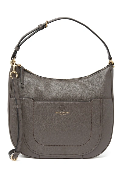 Shop Marc Jacobs Empire City Leather Hobo Crossbody Bag In Ash