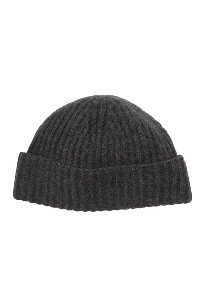 Shop Portolano Cashmere Ribbed Cuffed Beanie In Ht Charcoal