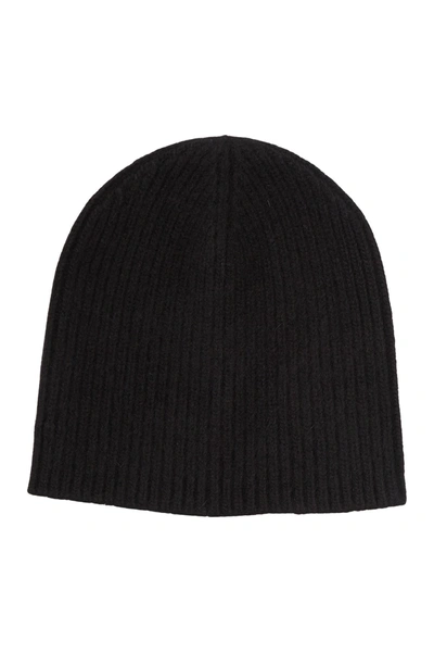 Shop Portolano Cashmere Ribbed Beanie In Black