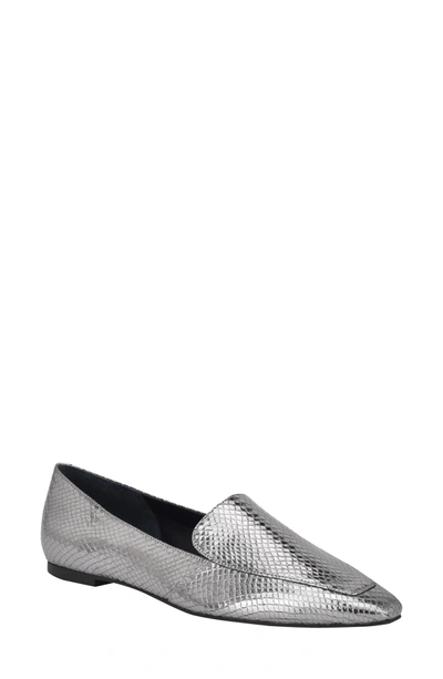 Shop Marc Fisher Ltd Enaba Square Toe Loafer In Pewter Leather