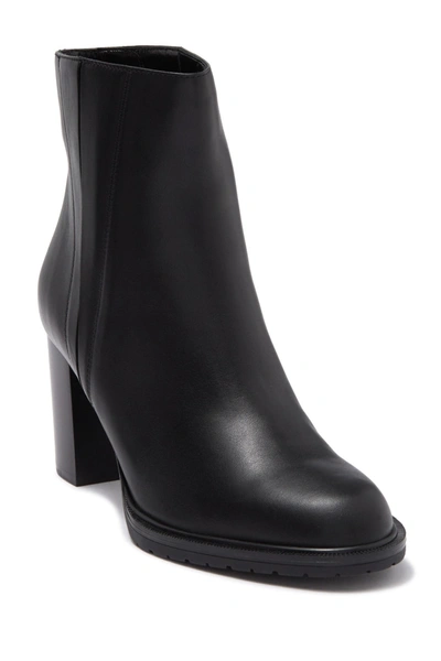 Shop Aquatalia Betsy Leather Block Heel Boot In Black/black