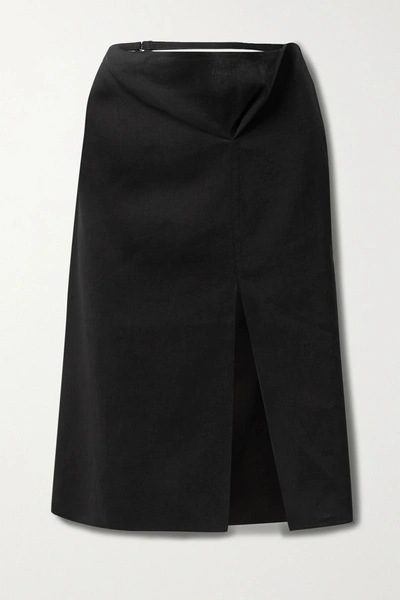 Shop Jacquemus Cutout Hemp-blend Skirt In Black