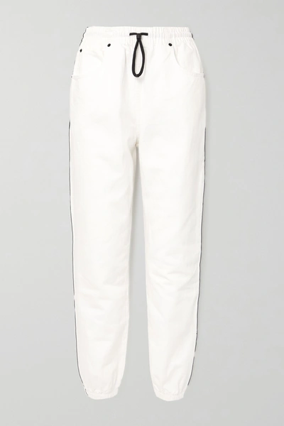 Shop Alexander Wang Striped Denim Track Pants In White
