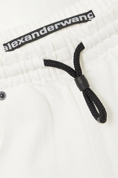 Shop Alexander Wang Striped Denim Track Pants In White