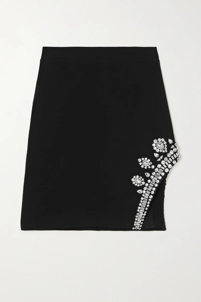 Shop David Koma Crystal-embellished Cady Mini Skirt In Black