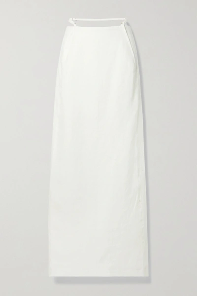 Shop Jacquemus Novio Cutout Linen-jacquard Maxi Skirt In White