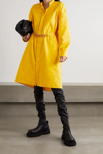 Shop Givenchy Chain-embellished Cotton-poplin Shirt Dress In Yellow