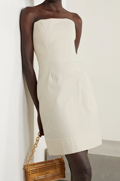 Shop Artclub + Net Sustain Castello Convertible Lurex-trimmed Cotton-canvas Mini Dress In Beige