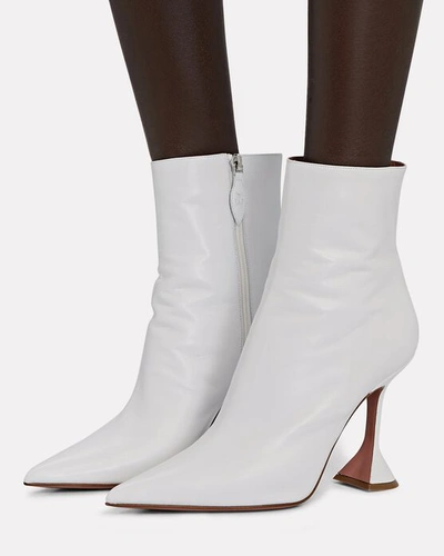 Shop Amina Muaddi Giorgia Leather Ankle Boots In White