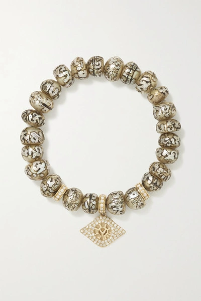 Shop Loree Rodkin Evil Eye 14-karat Gold, Pearl And Diamond Bracelet