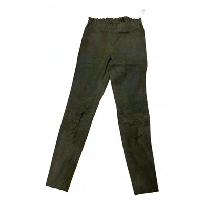 Pre-owned Stouls Khaki Leather Trousers