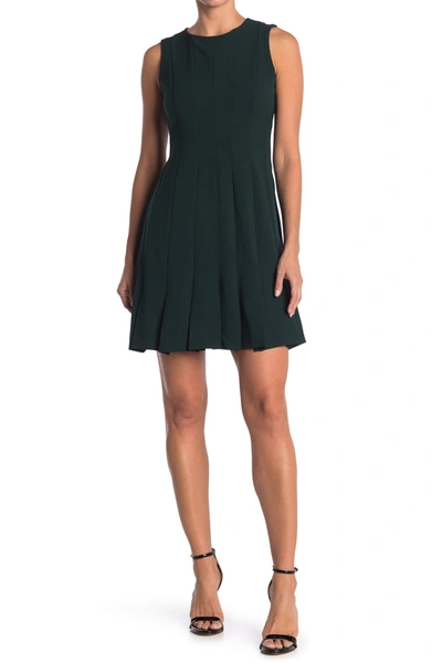 Shop Julia Jordan Pleated Sleeveless Crepe Dress In Hunter