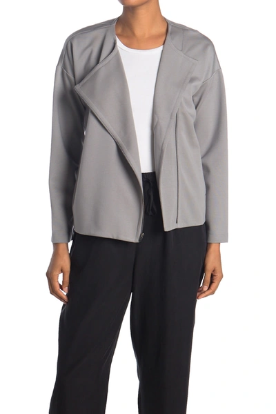 Shop Eileen Fisher Asymmetrical Zip Jacket In Zinc