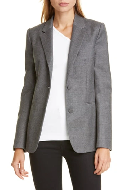 Shop Helmut Lang Heathered Two-button Notch Lapel Wool Blazer In Beuys Grey