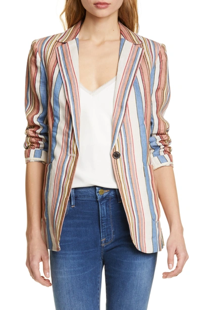Shop Frame Stripe Linen Blazer In Birkin Blu