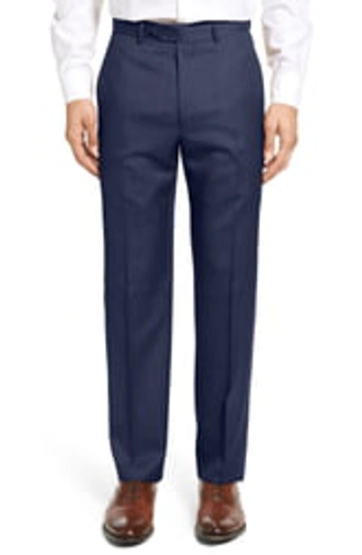 Shop Santorelli Flat Front Twill Wool Dress Pants In Navy