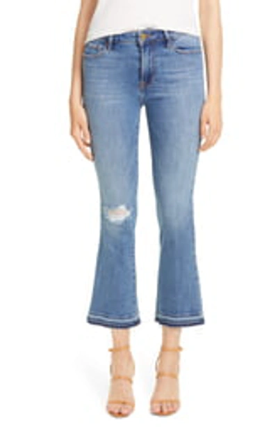 Shop Frame Le Crop Mini Boot High Waist Release Hem Jeans In Lake Shore