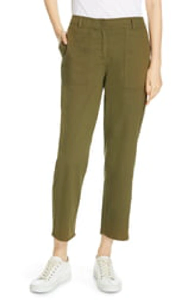 Shop Eileen Fisher Slouchy Ankle Pants In Olive