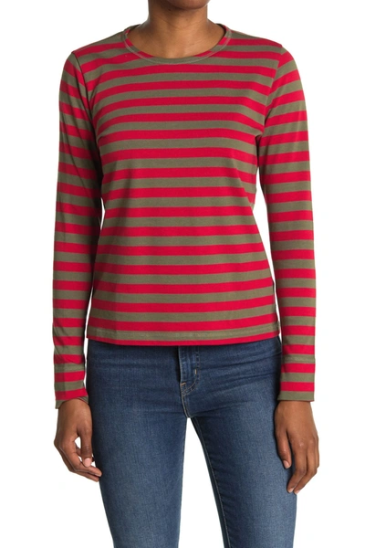 Shop Ganni Striped Cotton Jersey Pullover In Samba