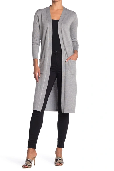 Shop M Magaschoni Long Sleeve Open Duster Cardigan In Flannel