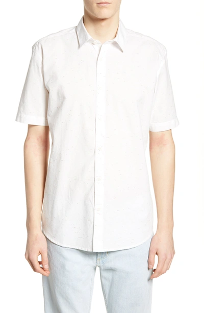 Shop Coastaoro Coloras Multi Slub Short Sleeve Regular Fit Shirt In White