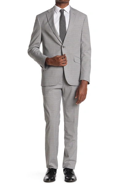 Shop Kenneth Cole Reaction Windowpane Two Button Notch Lapel Slim Fit Suit In 051lt Grey