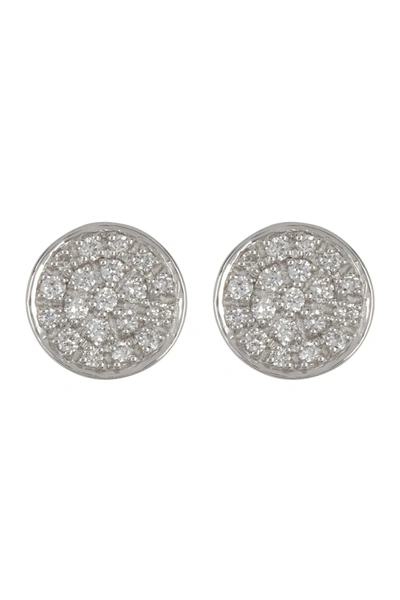 Shop Adornia Fine 14k White Gold Circle Disc Pave Diamond Stud Earrings In Silver