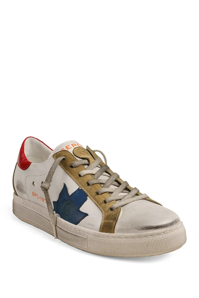 Shop Sepol Fresh Leather Sneaker In White-blue