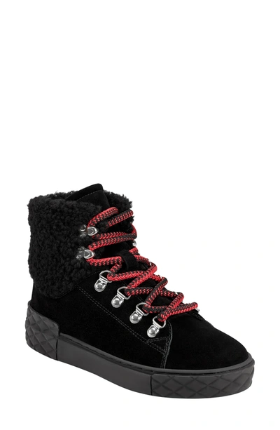 Shop Marc Fisher Ltd Davie Water Resistant Lace-up Faux Fur Trim Sneaker In Blmsu