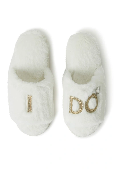 Shop Dearfoams Novelty Faux Fur Bridal Slide In Alabaster